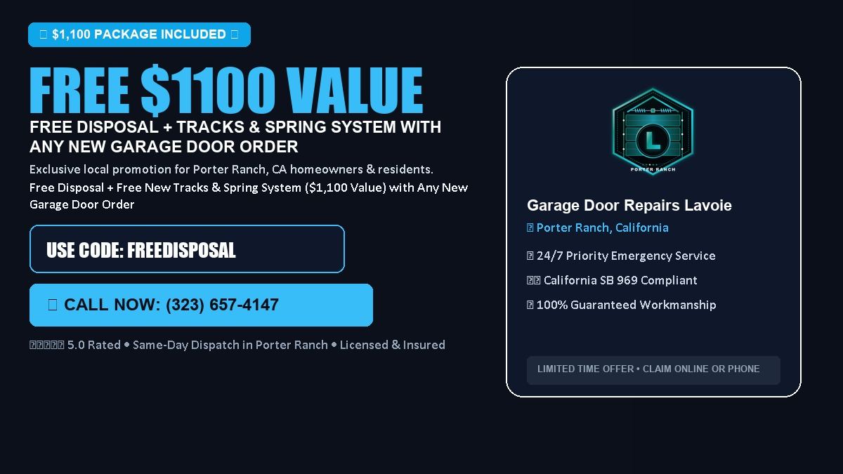 Lavoie Garage Door Repair FREE Haul-Away & Heavy-Duty Tracks with New Door in Porter Ranch, CA